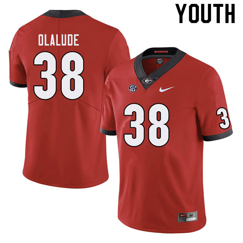 Youth #38 Aaron Olalude Georgia Bulldogs College Football Jerseys Sale-Red - Click Image to Close